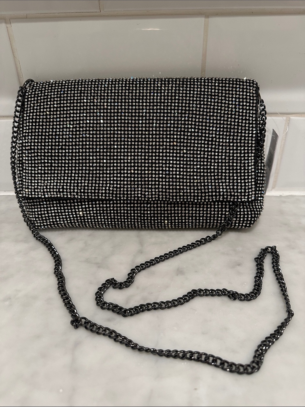 NEW Topshop Black Rhinestone Chain Shoulder Bag